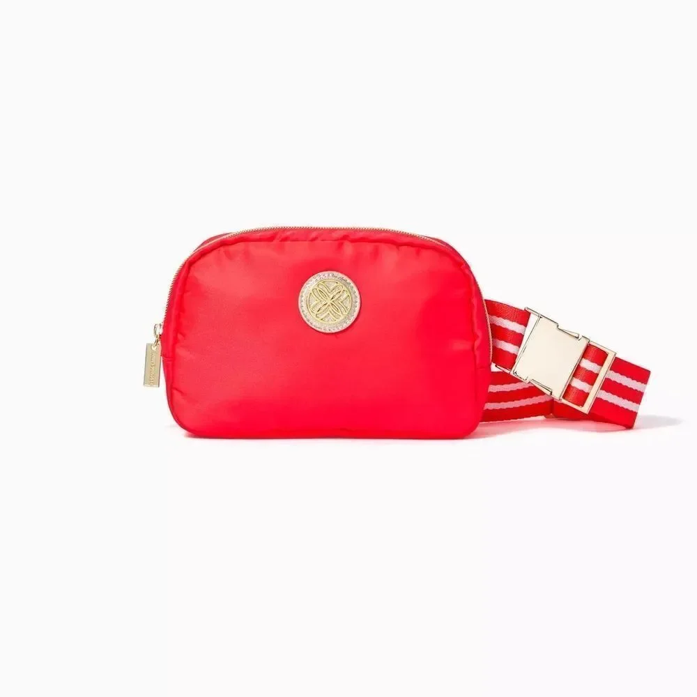 Lilly Pullitzer Jeanie Belt Bag in Mizner Red Striped Web Adjustable Strap